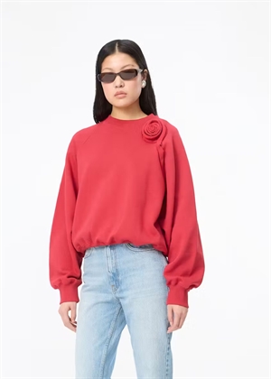 Sui raglan flower crewneck sweat Scooter Red ROTATE